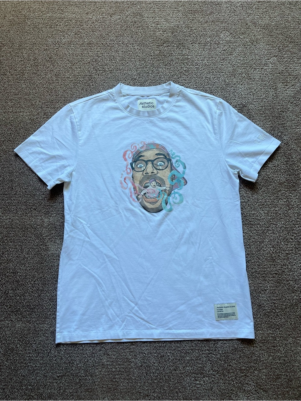 Asthetic Studios White Graphic Tee